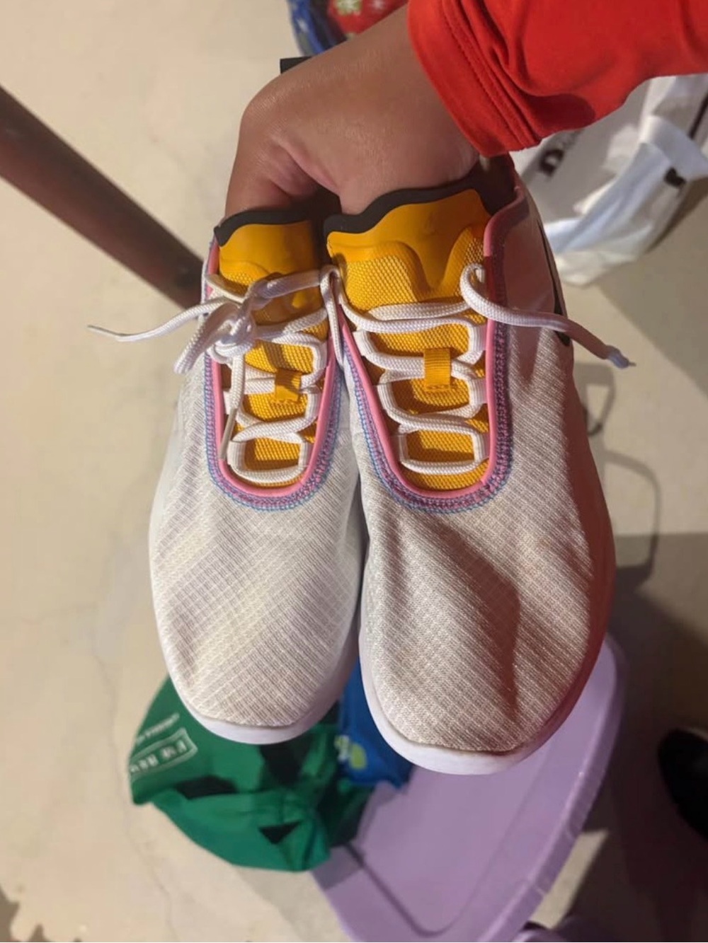 Nike Women’s White Sneakers with Yellow and Pink Accents